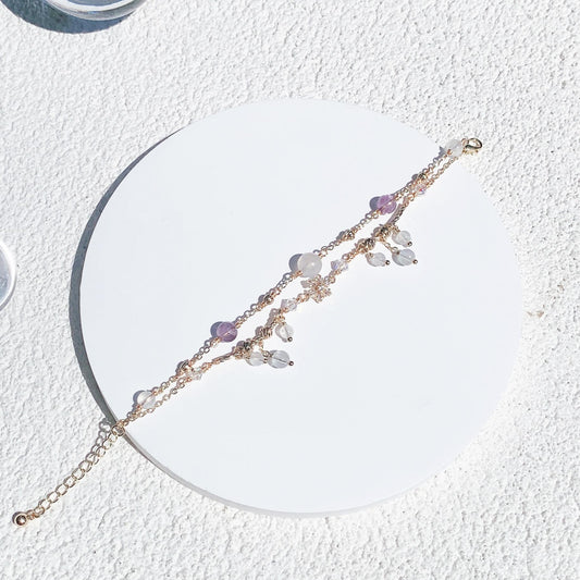 月光石紫水晶14k包金手鍊