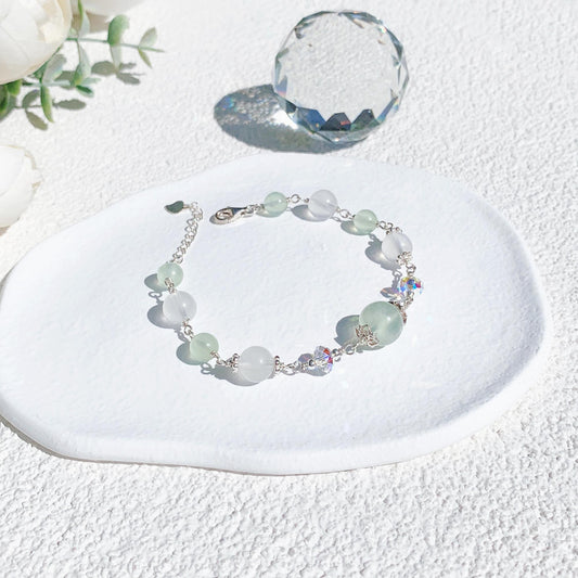 葡萄石月光石S925純銀手鍊