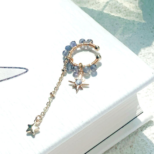 堇青石 新星 14K包金耳骨夾 - Nova