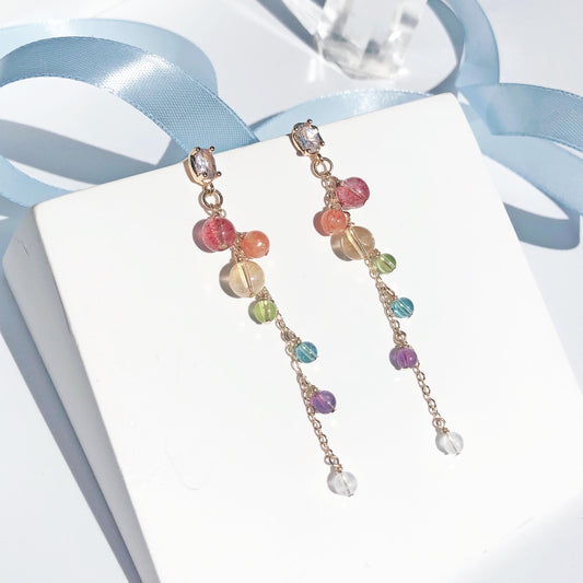 Bubbles Rainbow 14K gold-filled crystal earrings