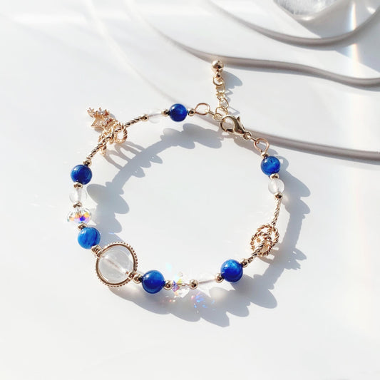 藍晶石月光石14K包金手環