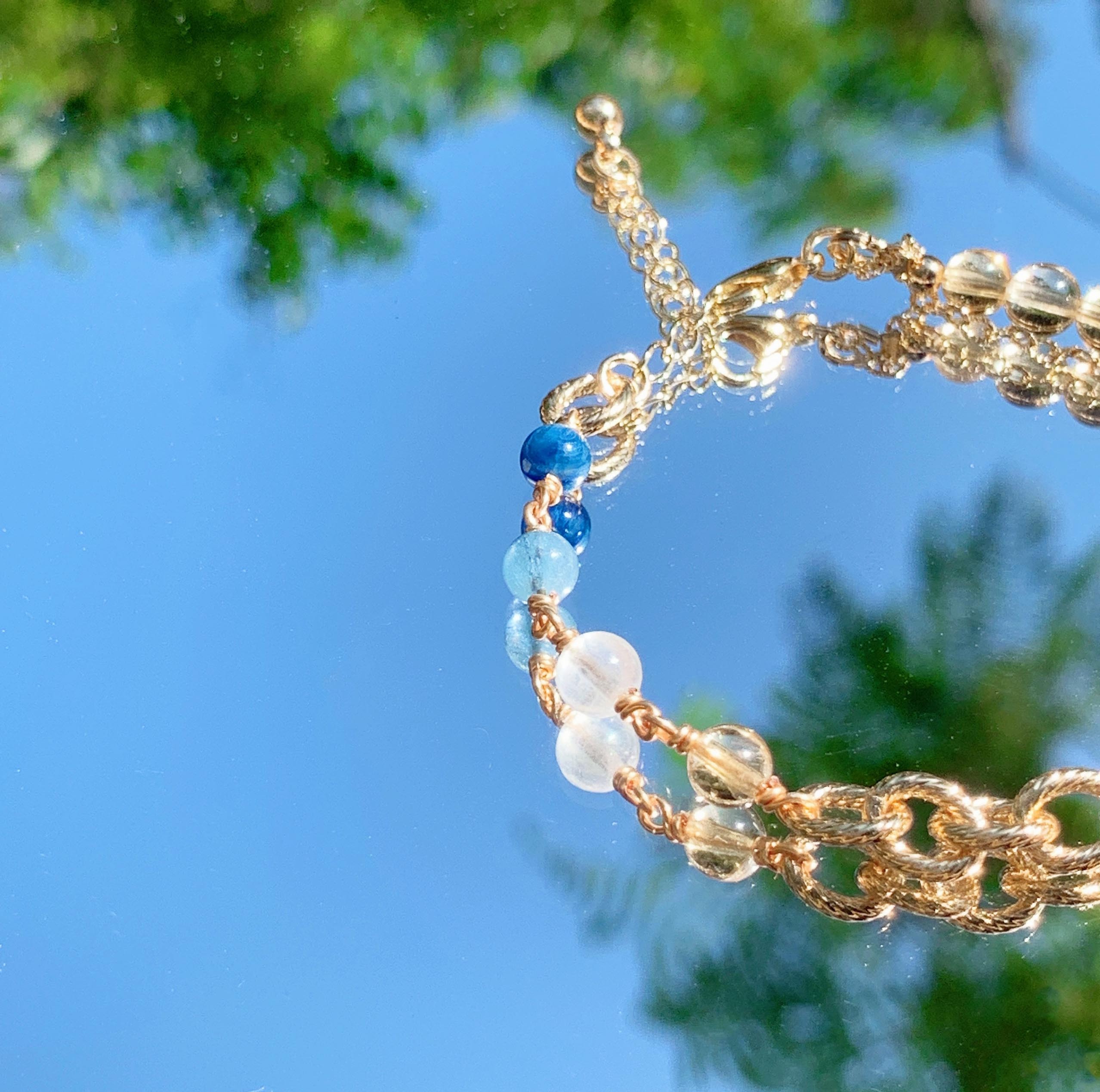 Kyanite aquamarine citrine moonstone 14k gold filled bracelet