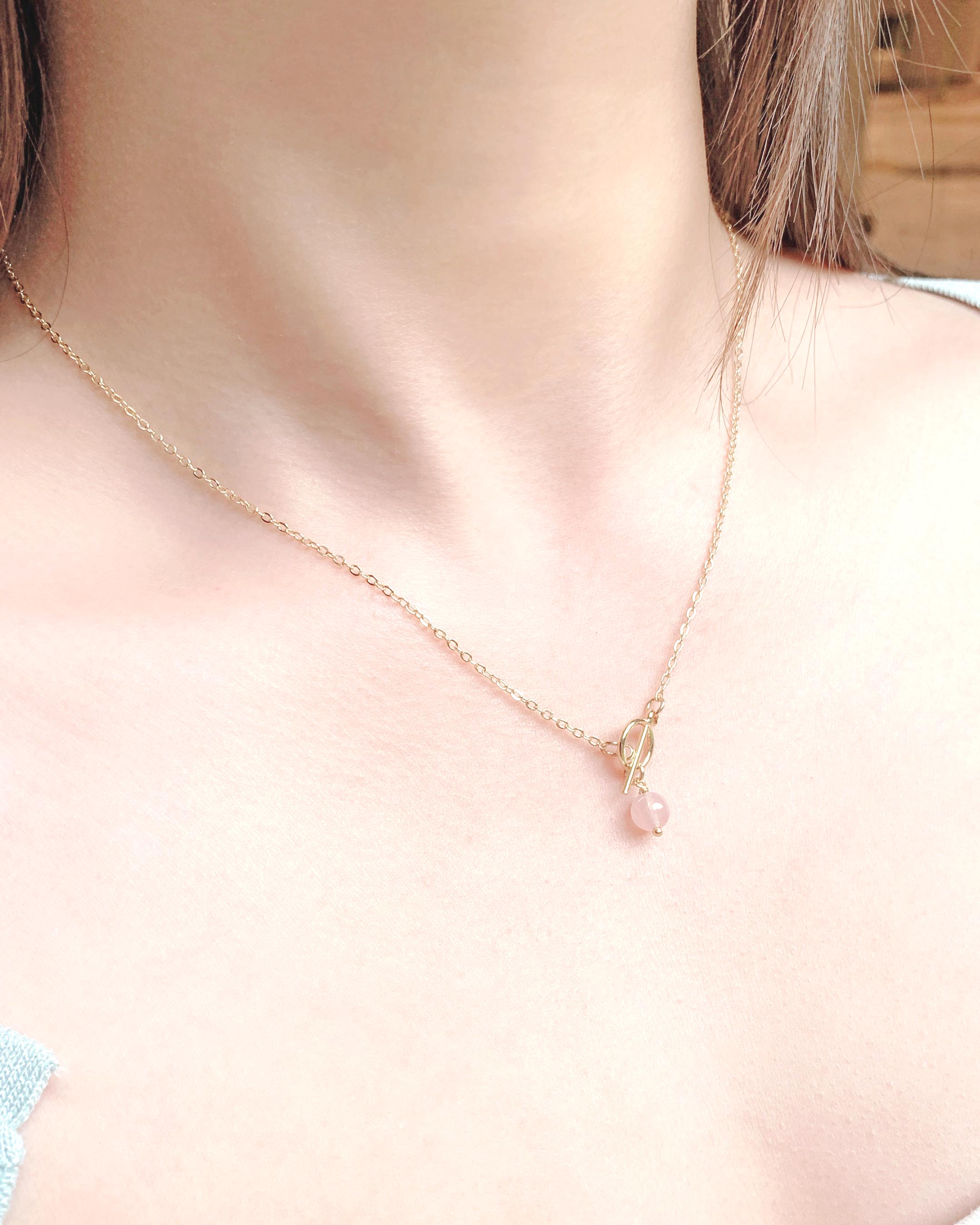 Strawberry Quartz Moonstone Rose Quartz 14K Gold Filled Necklace