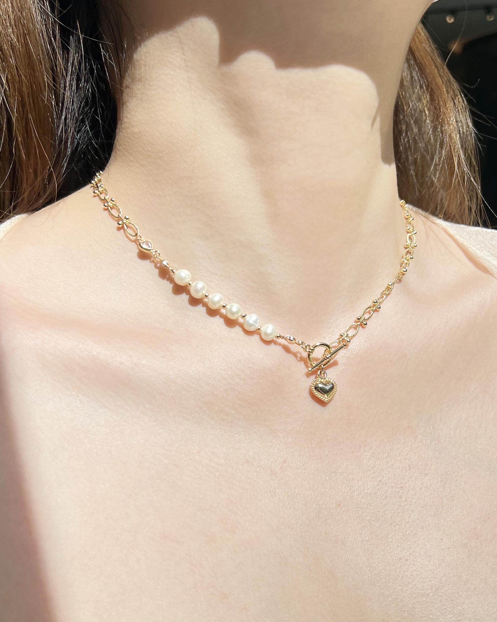 Natural freshwater pearl 14K gold-filled love necklace