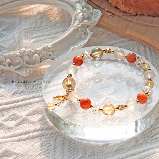 Blonde crystal gold sunstone citrine moonstone 14K gold-filled bracelet