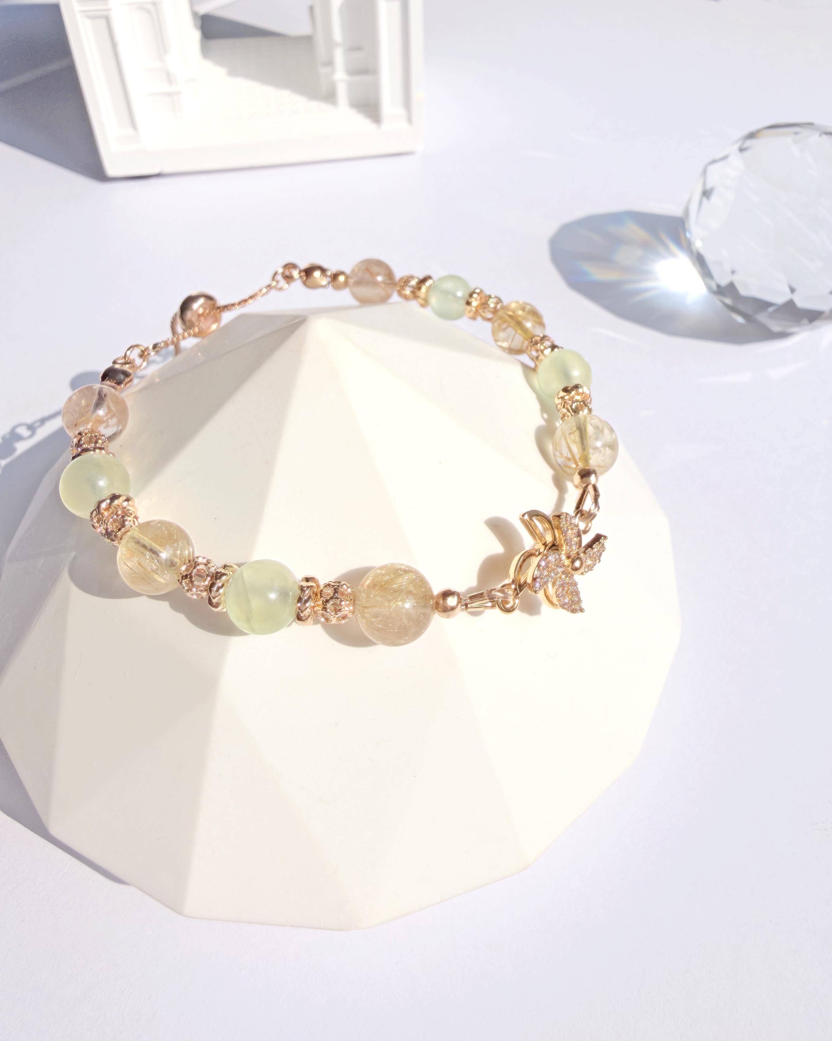 金髮晶葡萄石「時來運轉」14K包金手鍊