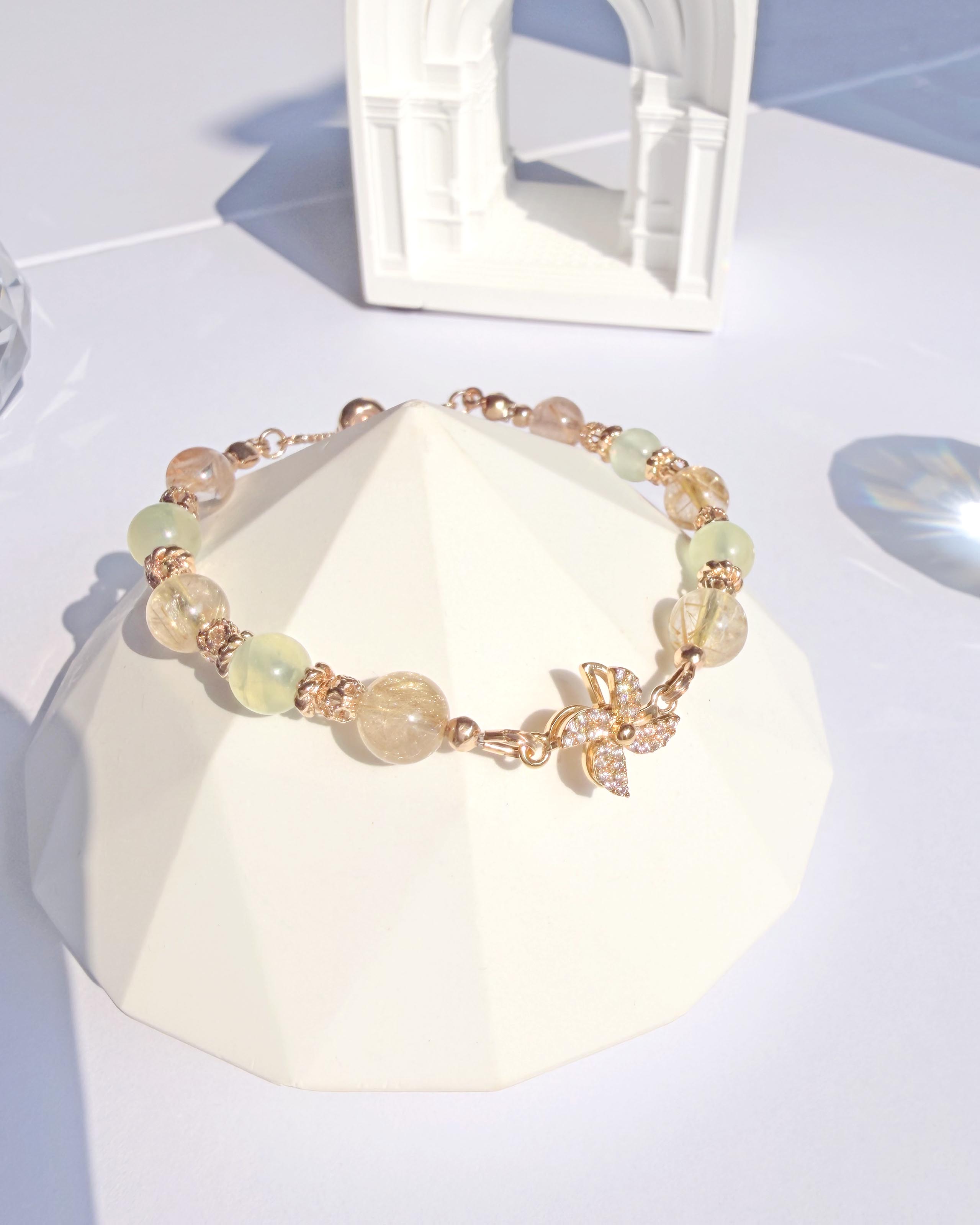 金髮晶葡萄石「時來運轉」14K包金手鍊