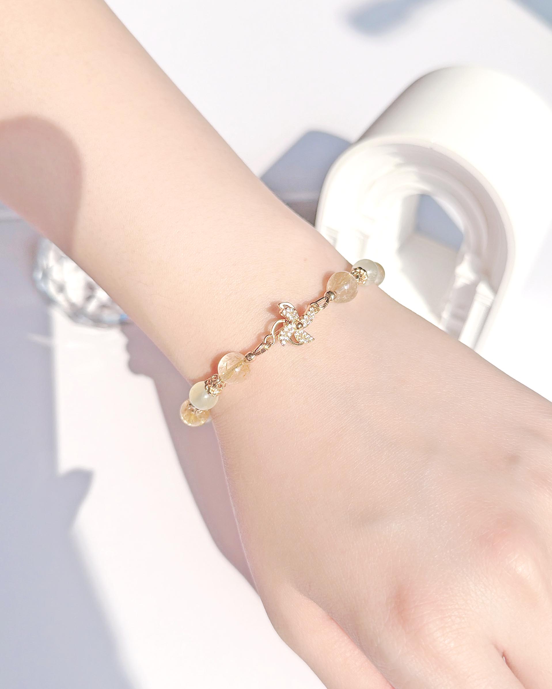 金髮晶葡萄石「時來運轉」14K包金手鍊