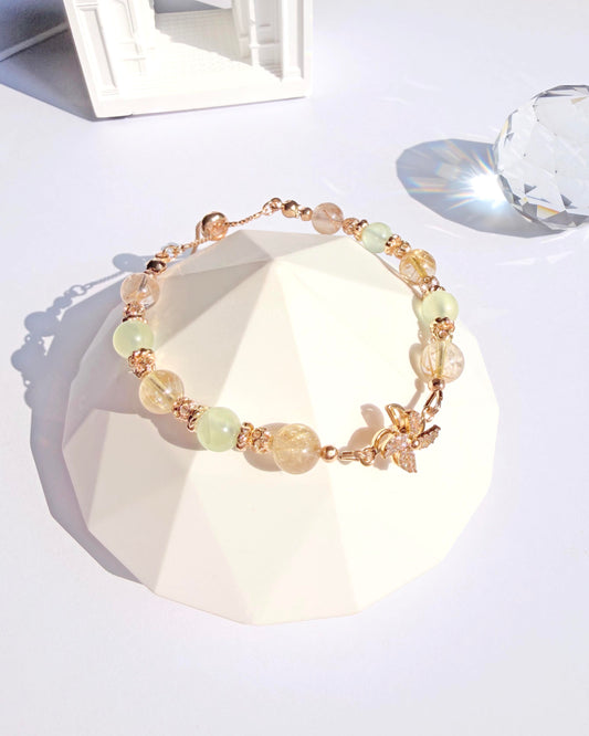 金髮晶葡萄石「時來運轉」14K包金手鍊