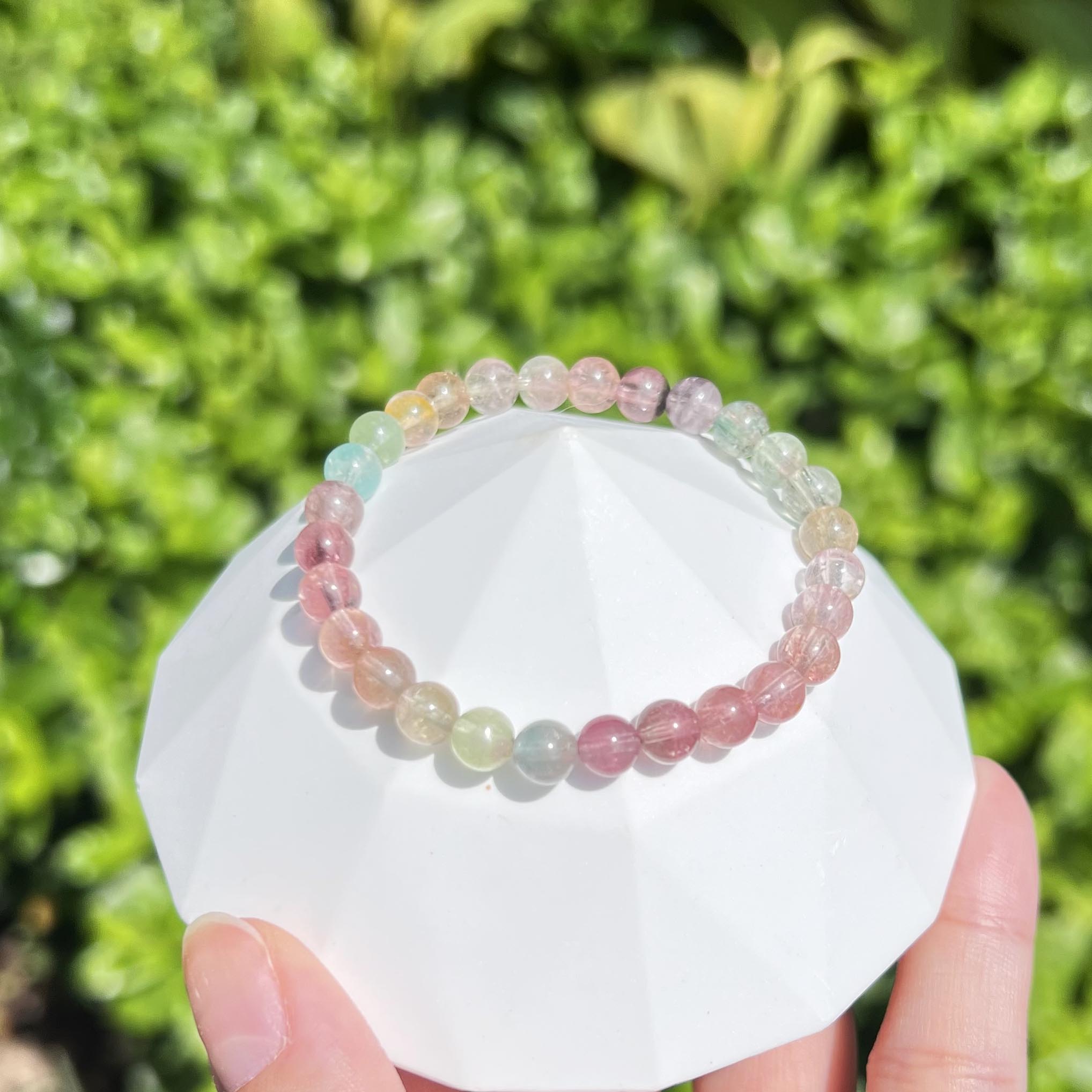 Rainbow Candy Watermelon Tourmaline Original Beads Bracelet｜One picture and one object