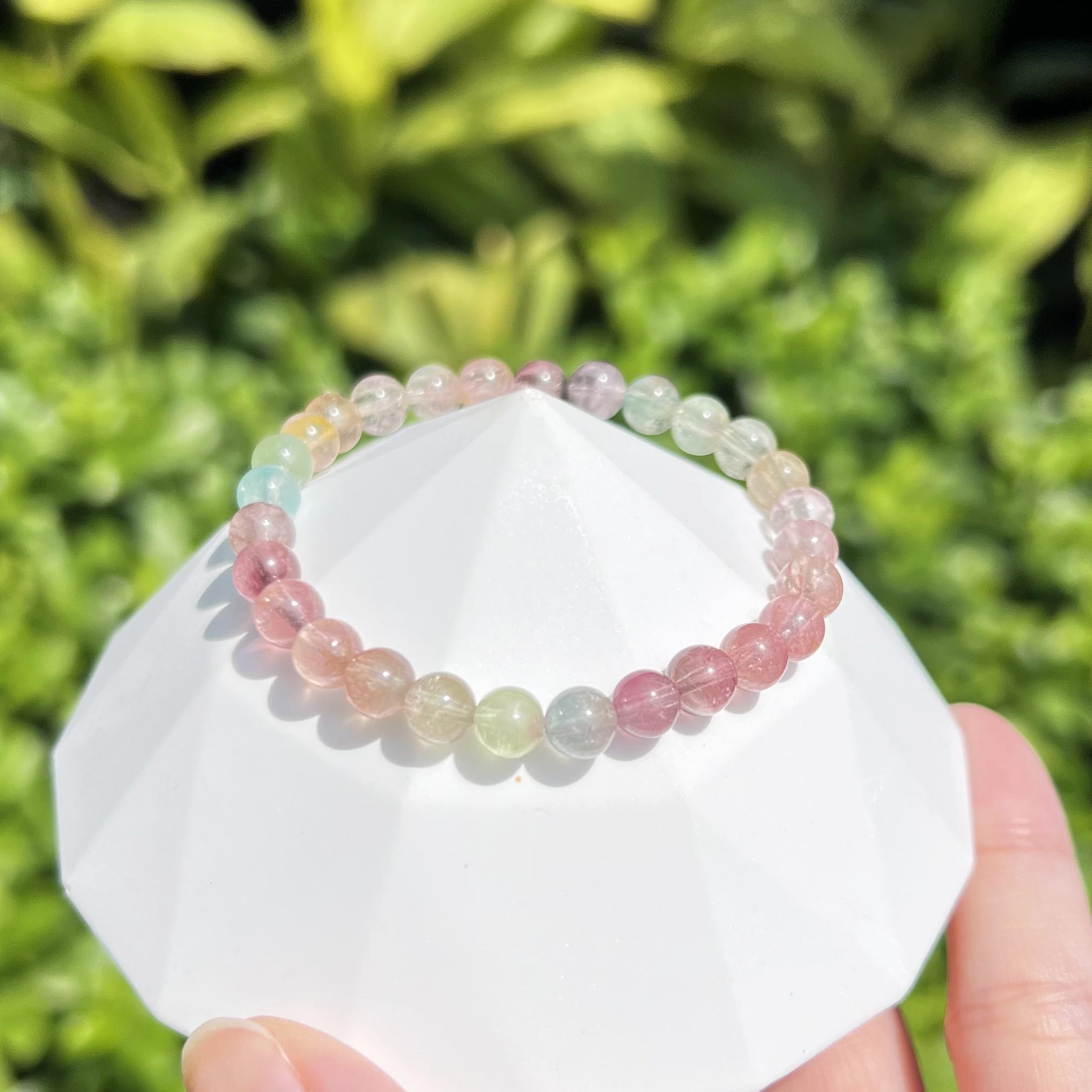 Rainbow Candy Watermelon Tourmaline Original Beads Bracelet｜One picture and one object