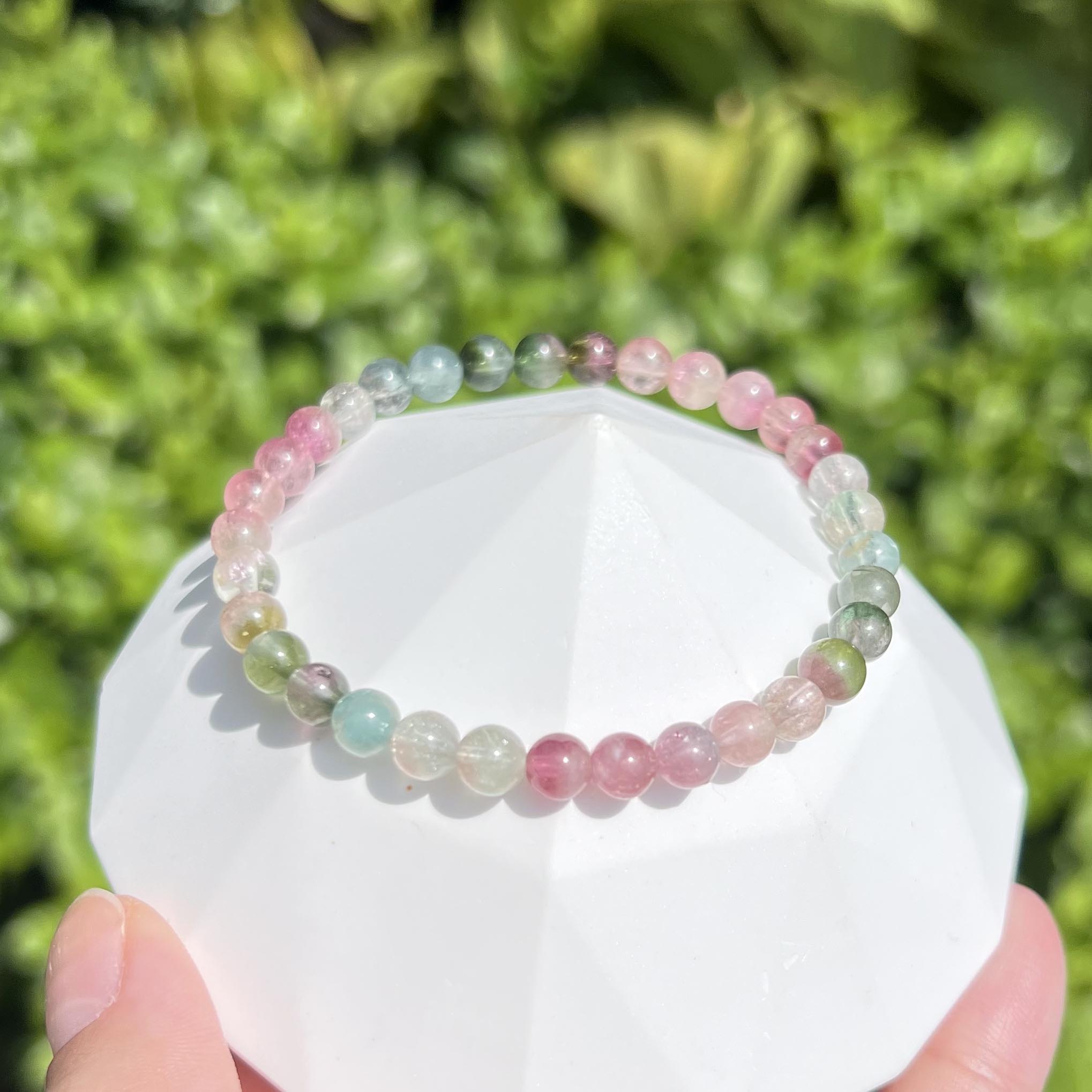 Rainbow Watermelon Tourmaline Raw Beads Bracelet｜One picture and one item