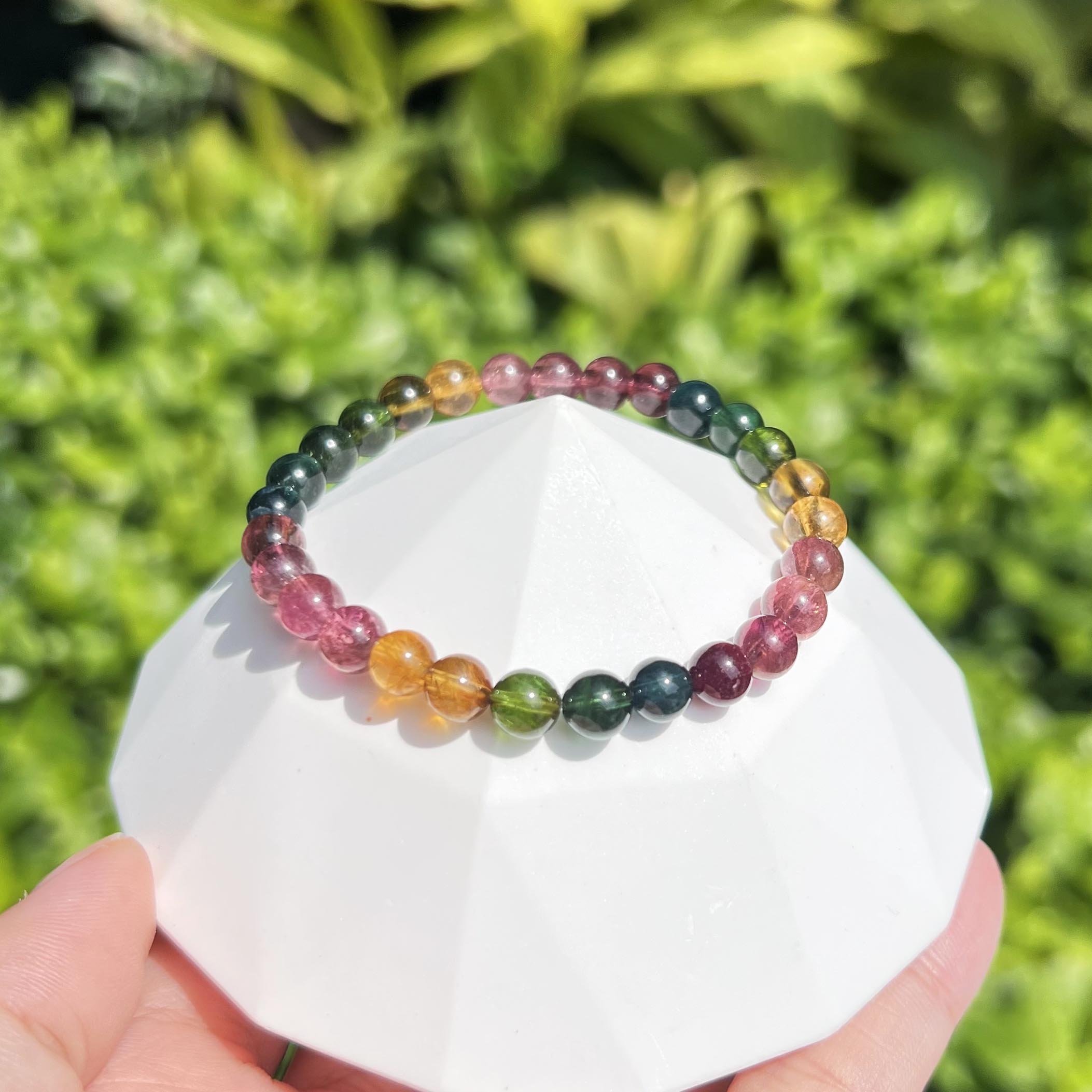 Old Mineral Color Standard Translucent Rainbow Tourmaline Original Bead Bracelet｜One picture and one object