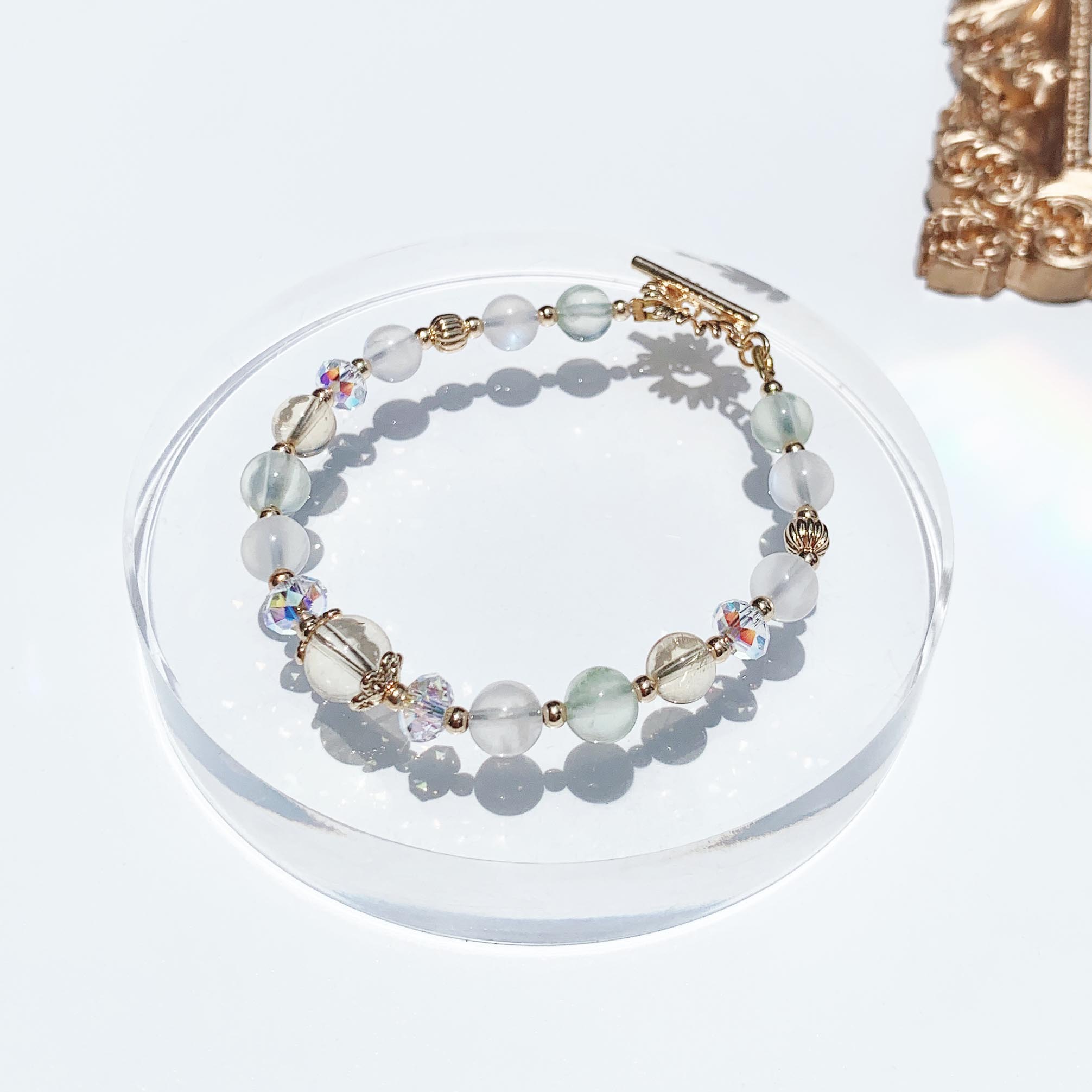 Citrine Moonstone Prehnite 14k Gold Filled Bracelet