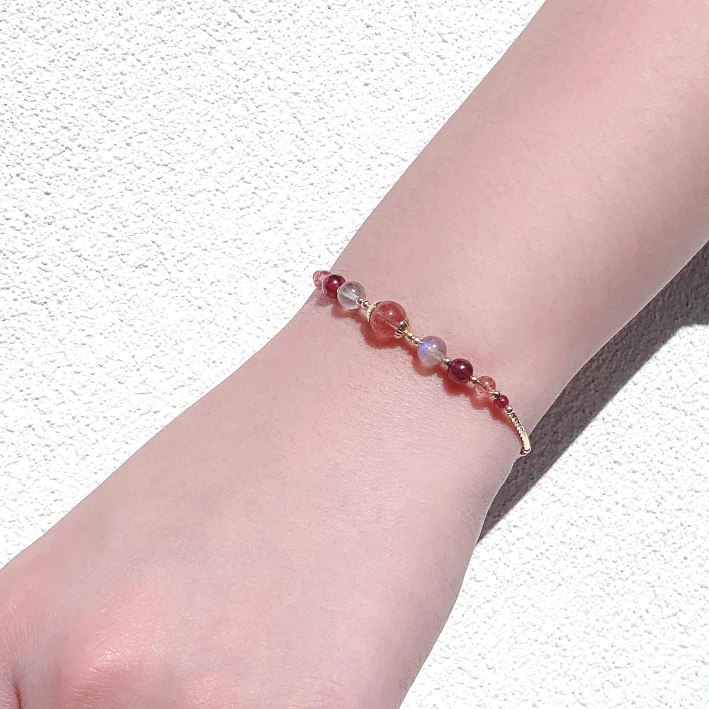 Purple Teeth Garnet Labradorite Strawberry Crystal 14k gold-filled bracelet