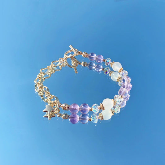 Amethyst Moonstone 14K Gold Filled Bracelet