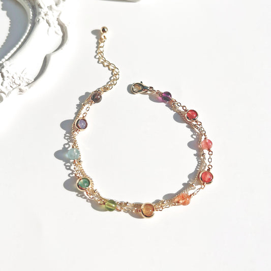 "Over The Rainbow" 14k gold-filled double chain bracelet