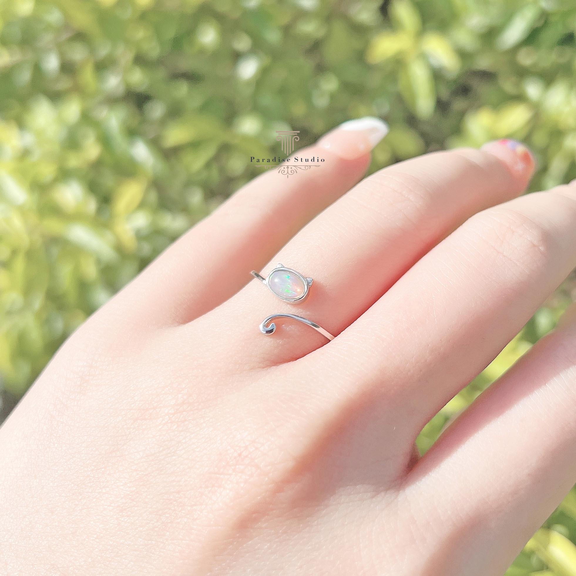 Opal Opal 925 Sterling Silver Cat Ring