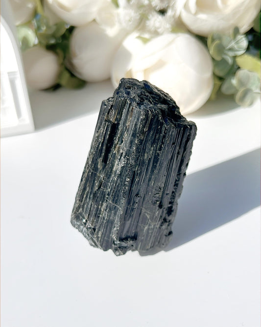 Black tourmaline crystal raw stone ornaments